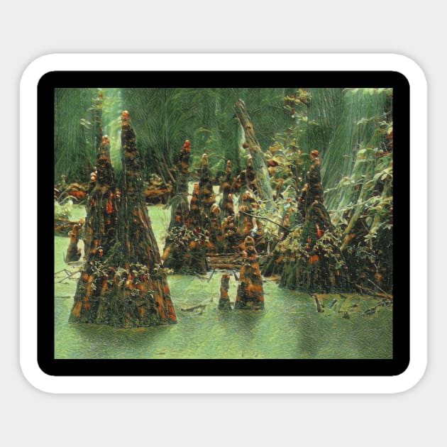 Dagobah Mangrove Sticker by MartinAlexanderBrown